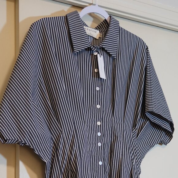 Exquise Dresses & Skirts - Exquise Gray Striped Dress (Anthropologie)